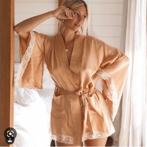 SOLD Spell Wild Love Silk Robe Peach